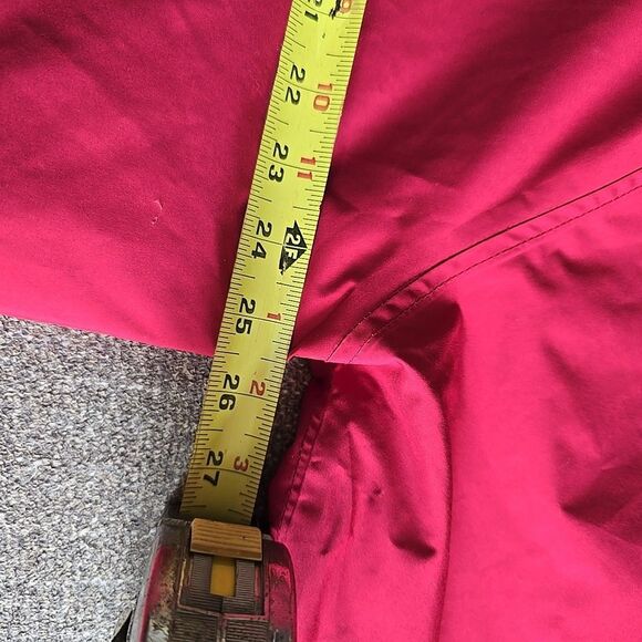 LL Bean Women's Red Hooded Knee-Length Rain Jacket Trench Coat Full Zip Size XL - Picture 7 of 8